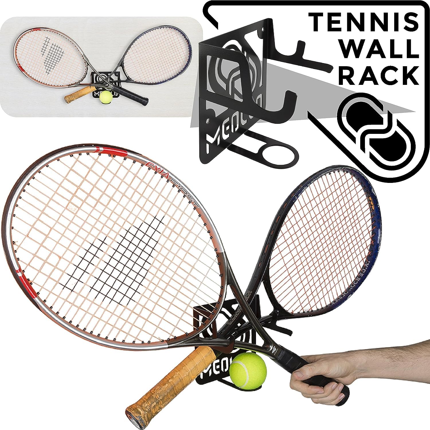 Support Mural Rangement pour Raquette de Tennis (100% Acier)