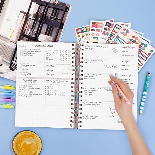 Miniatura 7 de PLANBERRY Agenda semanal grande prémium  Planificador de vida y presupuesto sin fecha  Organizador y diario de productividad, 8 x 10.4 pulgadas