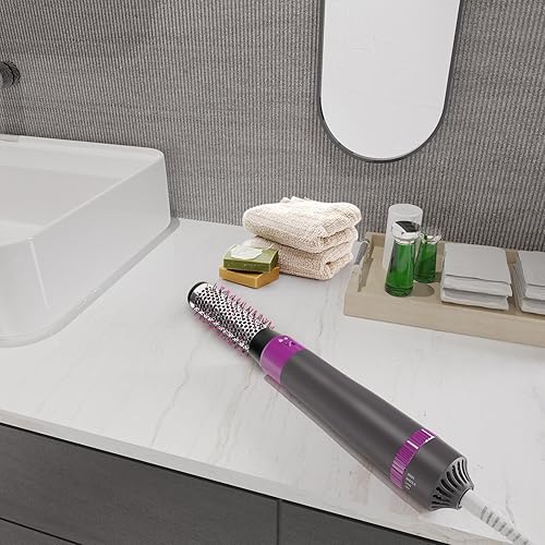 Miniatura 7 de Cepillo de peinado 5 en 1 con aire caliente iónico negativo, cepillo voluminizador de cabeza intercambiable para secar, alisar, rizar y peinar el