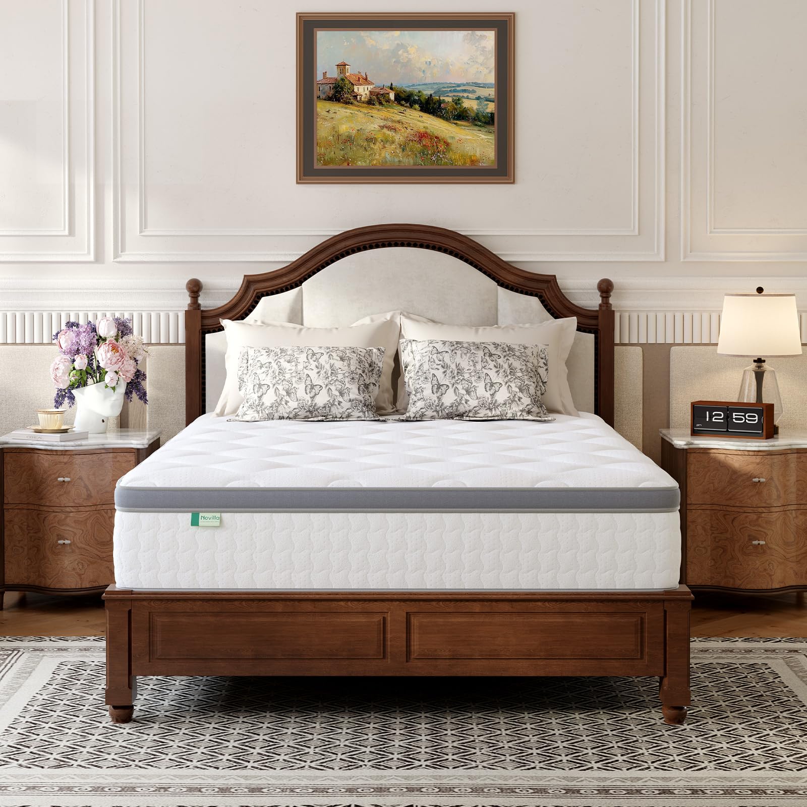 Novilla 25cm Medium Firm Hybrid Mattress -5FT King (150x200cm) | UK Pocket Sprung & Foam for Support & Comfort, Soft-Touch Cover, Mattress in a Box