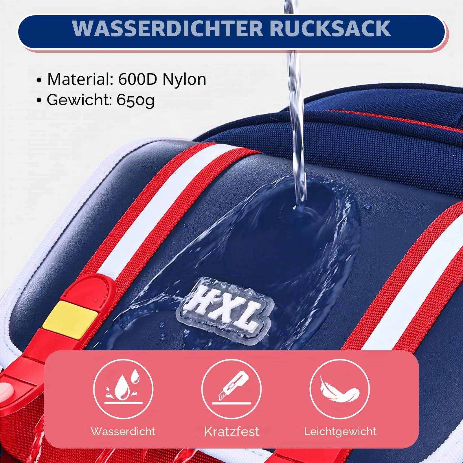 Amythe Schulranzen für Jungen 2.-5. Klasse, 25 L mit Brustgurt, Blau