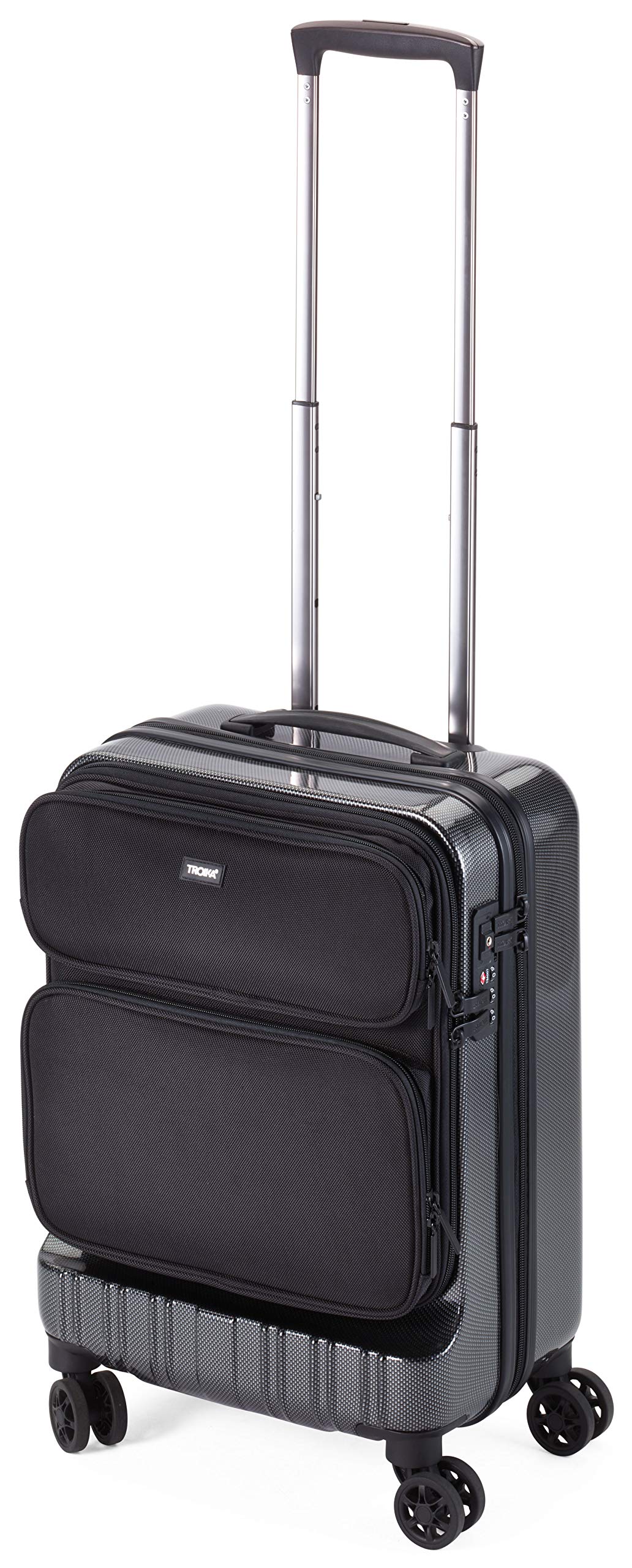TROIKA Business-Trolley in Handgepäckgröße 18,5'', TSA-Zahlenschloss für Haupt- und Fächertasche – 36 Hours Trolley, stoßunempfindliches Polycarbonat – 47 Liter Volumen