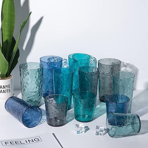Miniatura 5 de KX-WARE Vasos de agua acrílicos de 26 onzas, vasos de plástico más grandes, juego de 8 unidades color turquesa