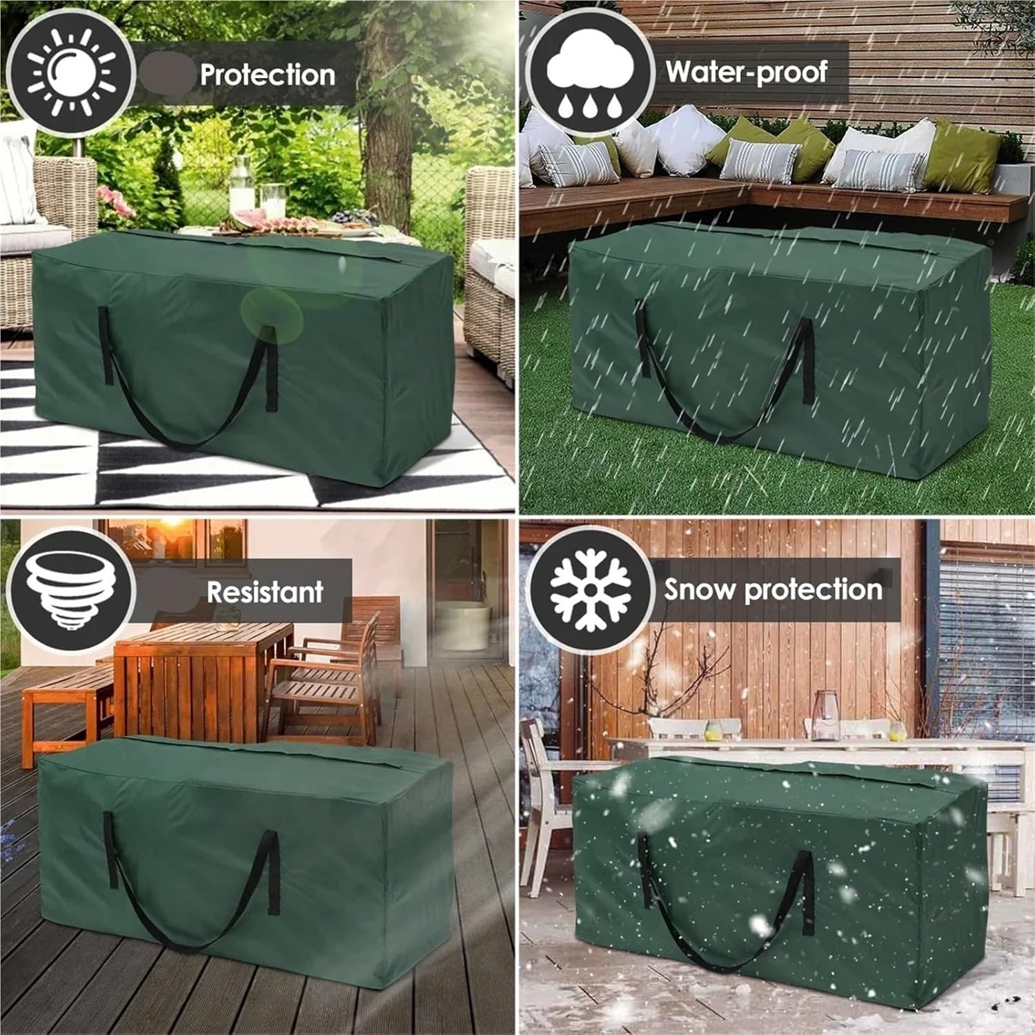 Outdoor Cushion Storage Bag 1 PC Furniture Cushion Storage Bag Outdoor Waterproof Polyester Christmas Tree Blanket Cover Multi-Function Large Capacity Bags for Outdoor(Grey,122x39x55cm)