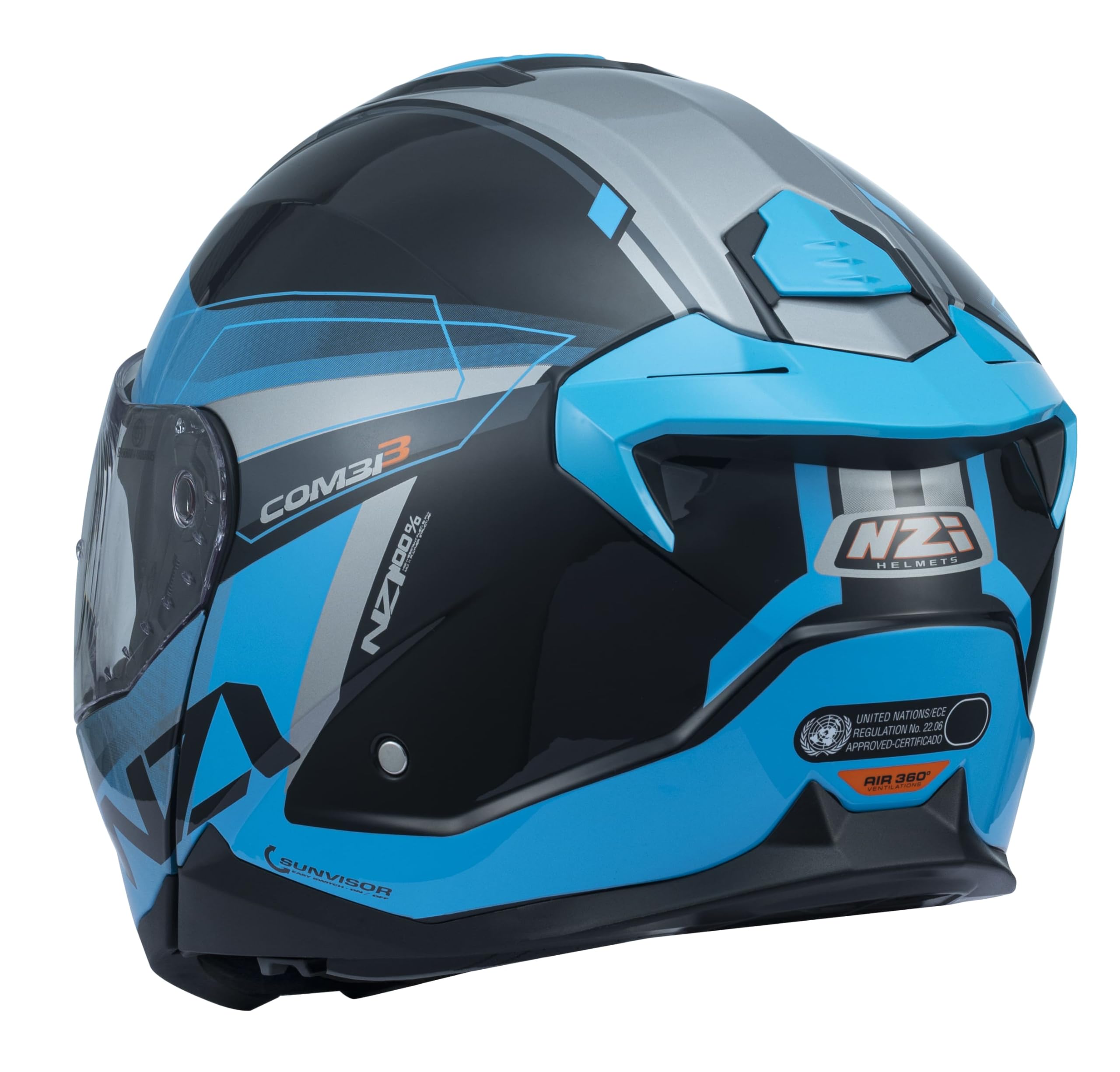 NZI Combi 3 Duo Daily Antra&Black&Blue Casco Modular para Motocicleta