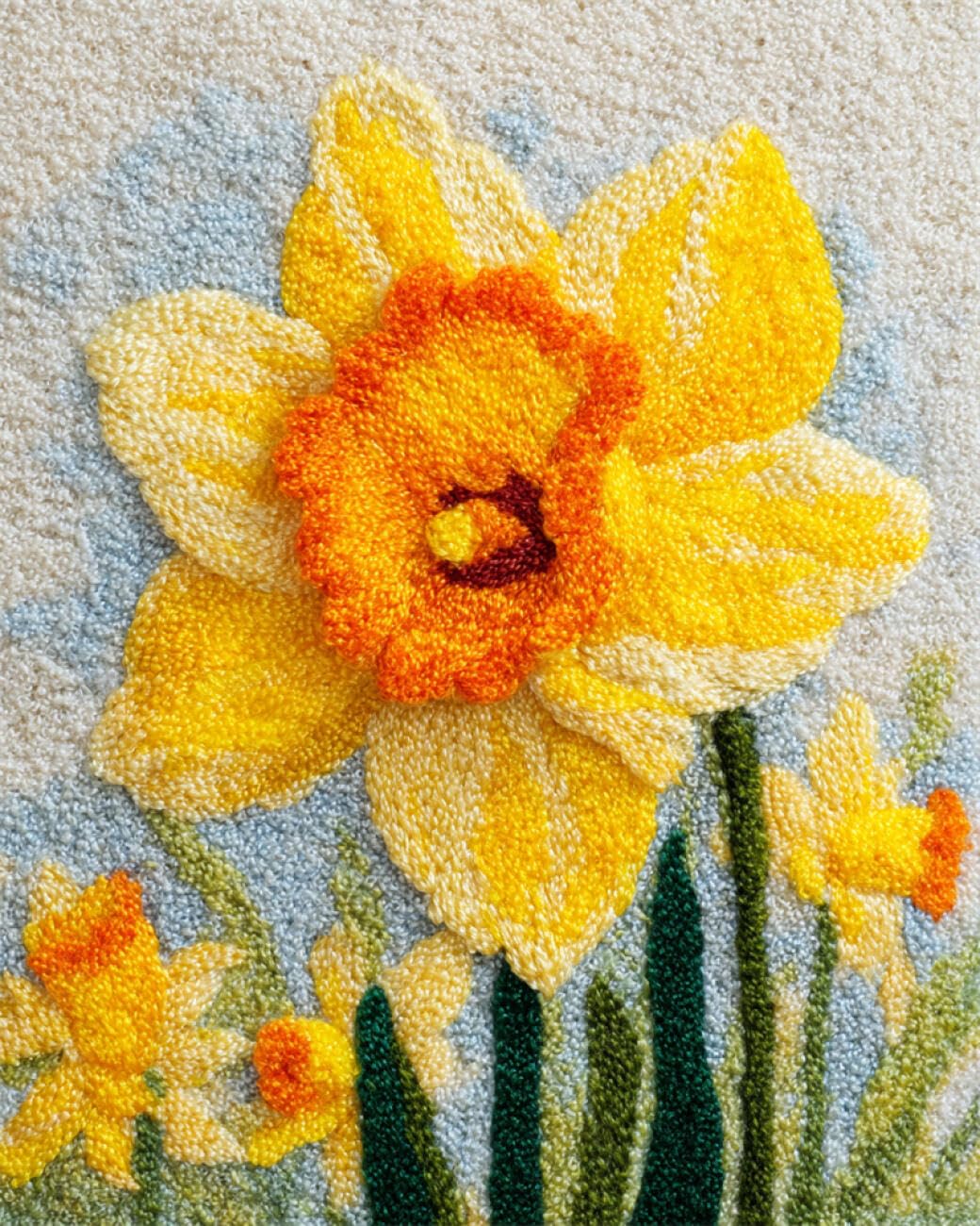 AxiangziK DIY Stamped Cross Stitch Kits Cartoon Daffodils 11CT 80x100cm
