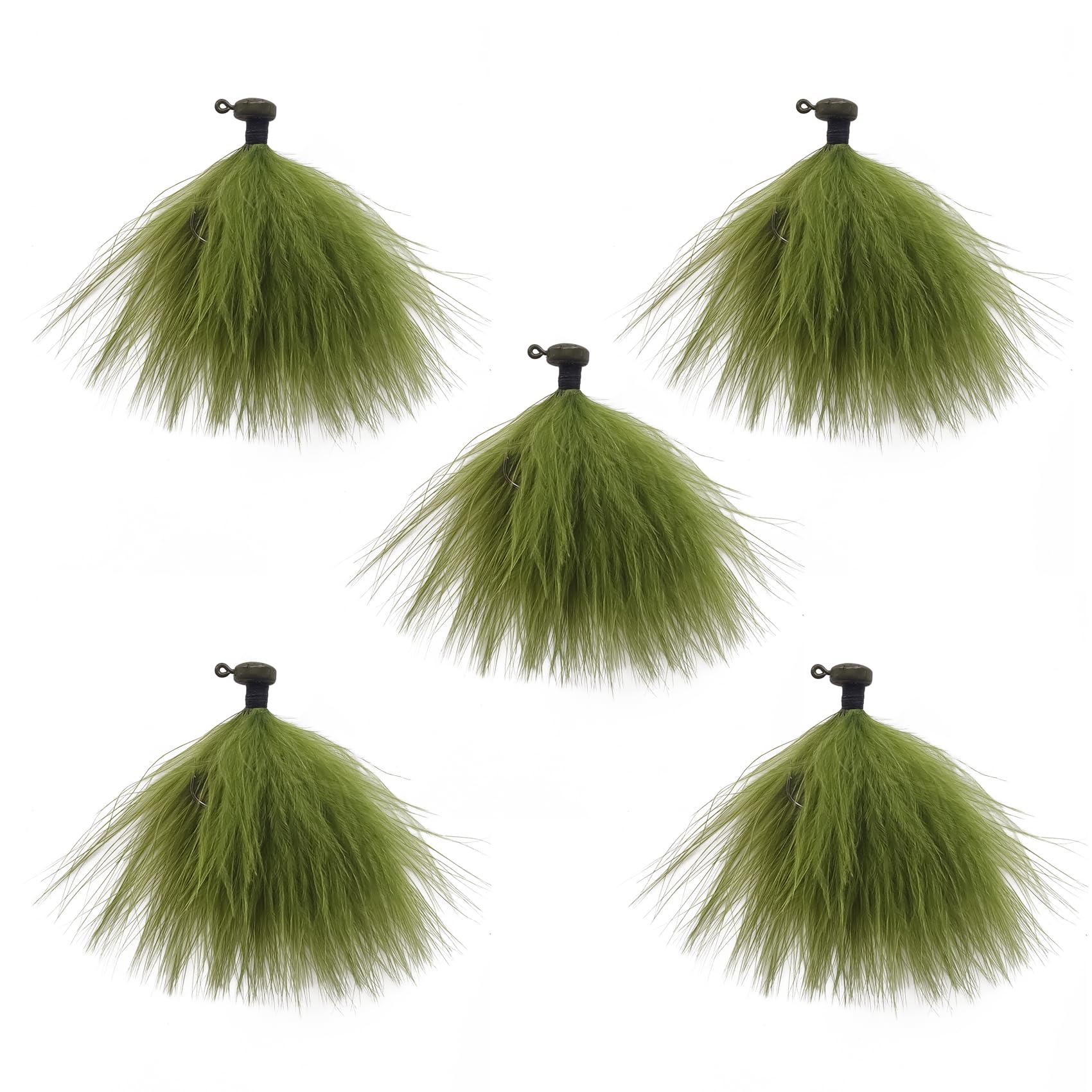 Eupheng 5pcs Premium Marabou Jig with Ned Head for Bass Trout Panfish 1/16oz 1/8oz 1/4oz