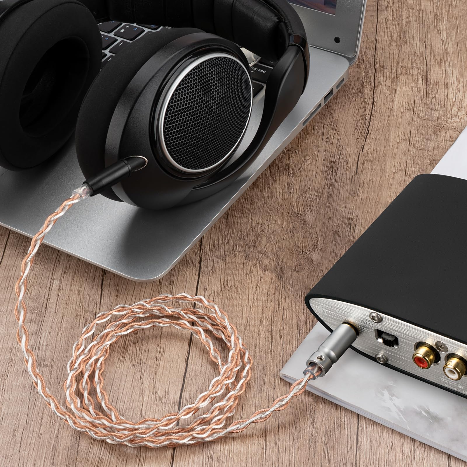 Geekria Apollo Câble audio de mise à niveau plaqué argent compatible avec les casques Sennheiser HD 620S/HD 550/HD 505/HD 560S/HD 400 PRO/HD 599/HD 598/HD 579/HD 569, fiche 4,4 mm (4 ft / 1,2 m)