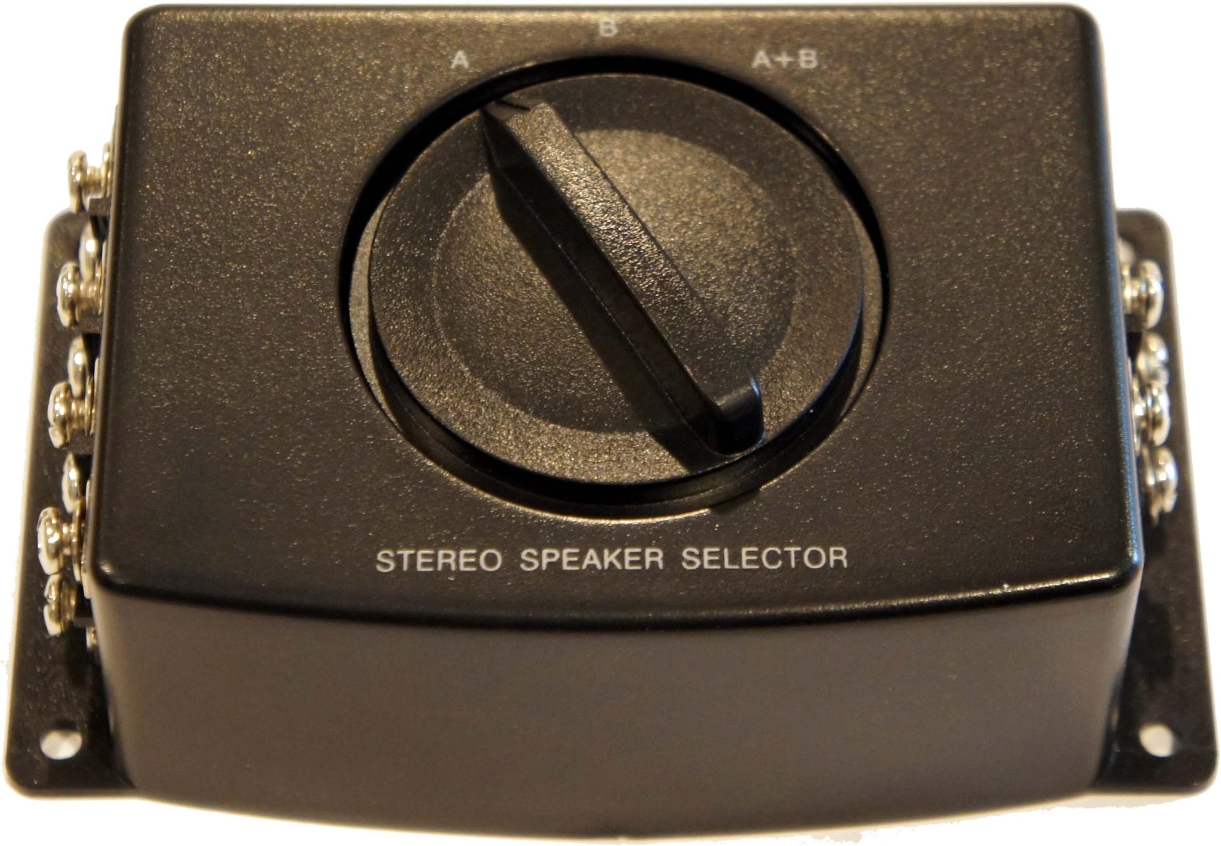 2 Way Black Stereo Speaker Selector Switch Box with RCA Connectors - A/B/A+B Switcher Combiner - Compatible with DVD Player, Gaming Console, Personal Computer