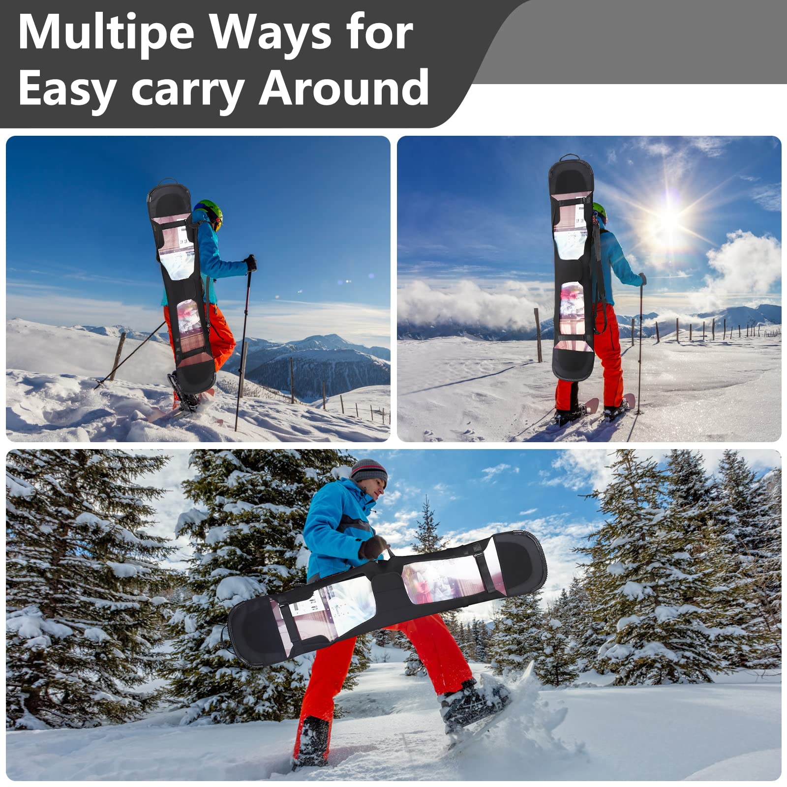 Snowboard Board KLETTPACKu00ae Carry Strap For Snowboards, Ski, Mountain Boards, Longboards Carrying Aid And Back Strap For Everyday Use KLETTPACK Set