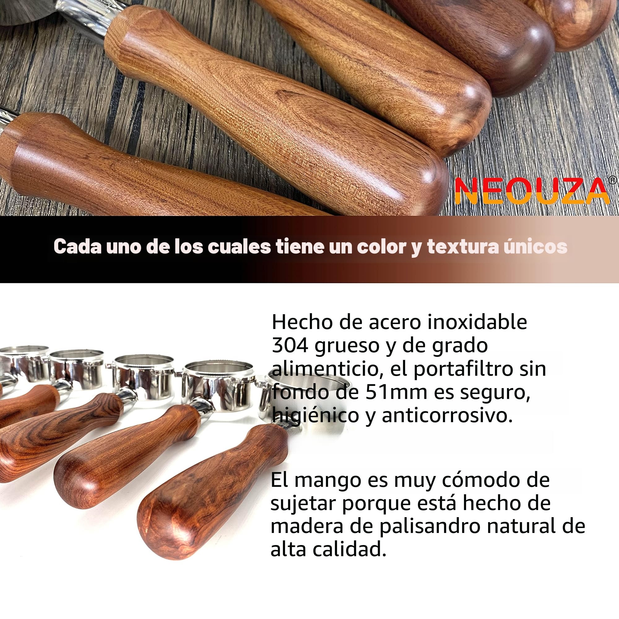 NEOUZA Portafiltro espresso de 58 mm compatible con cafetera E61, cesta no presurizada, boquilla única, herramienta de extracción de cestas