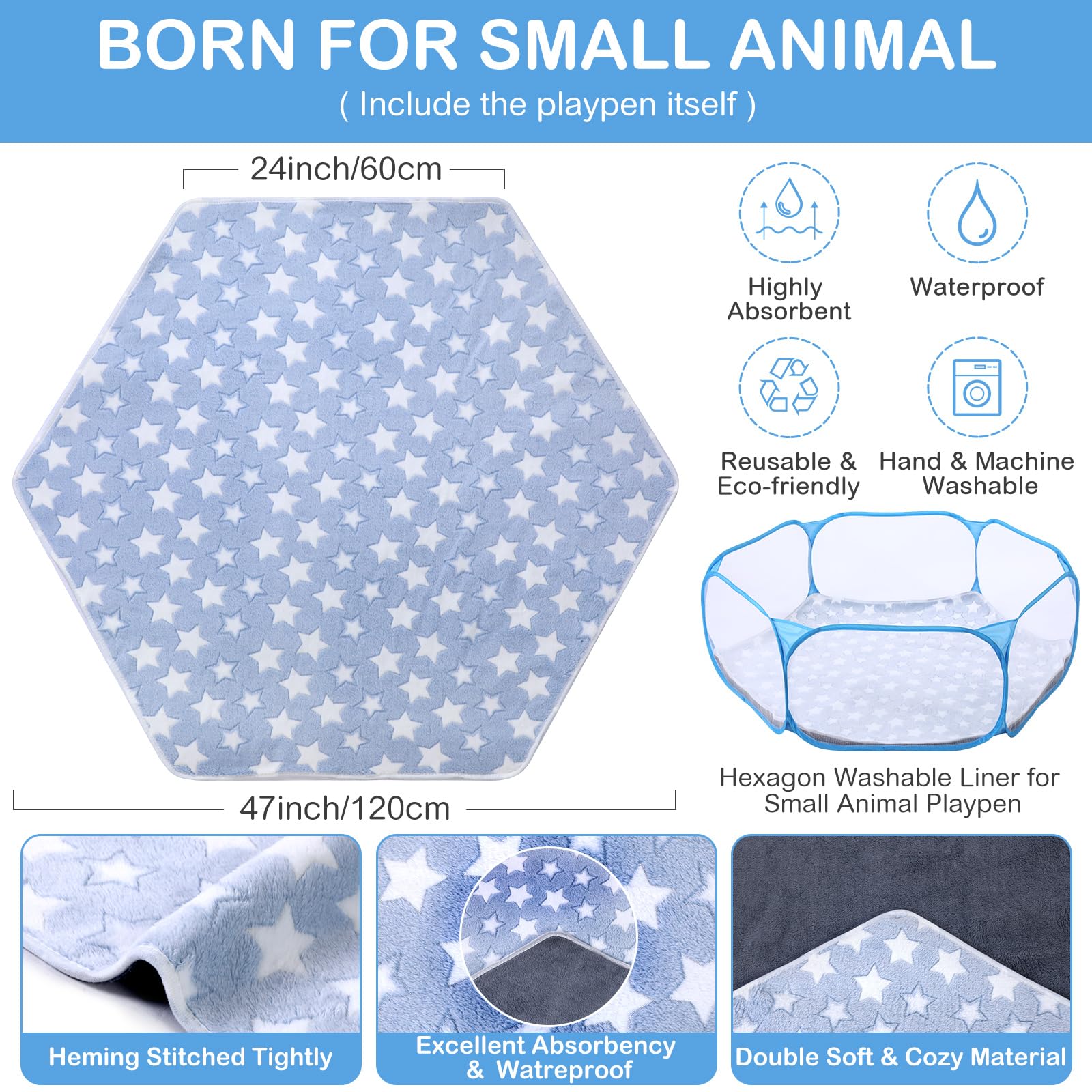 VitalCozy Hamster Laufstall mit Matte Kleintier C&C Käfig Zelt Atmungsaktiv Transparent Meerschweinchen Laufstall Wasserdicht Tragbar Hofzaun Matte Faltbare Übung Laufstall Outdoor Indoor für