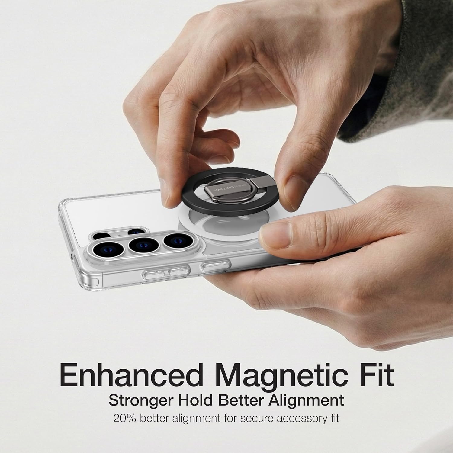 AMAZINGthing for Galaxy S26 Ultra [Minimal Grip Ring Set] Case with Magnetic Ring Stand, Designed for MagSafe, 12FT Drop Proof with X-Cushion PRO 7, Anti Yellowing, Mohs 2.0H Scratch Resistant, Clear