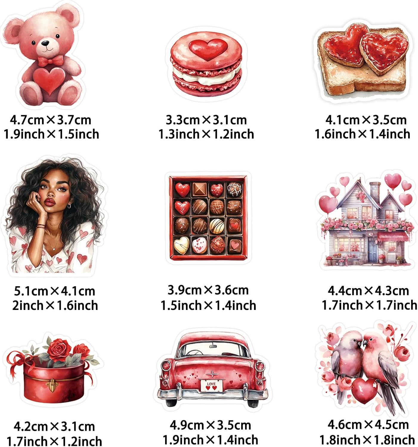 200 Pcs Valentines Day Heart Stickers for Journals Cards Gift Wrapping Scrapbooks DIY Crafts, Heart Stickers,Pink Red Love Theme Premium Craft Supplies image 4