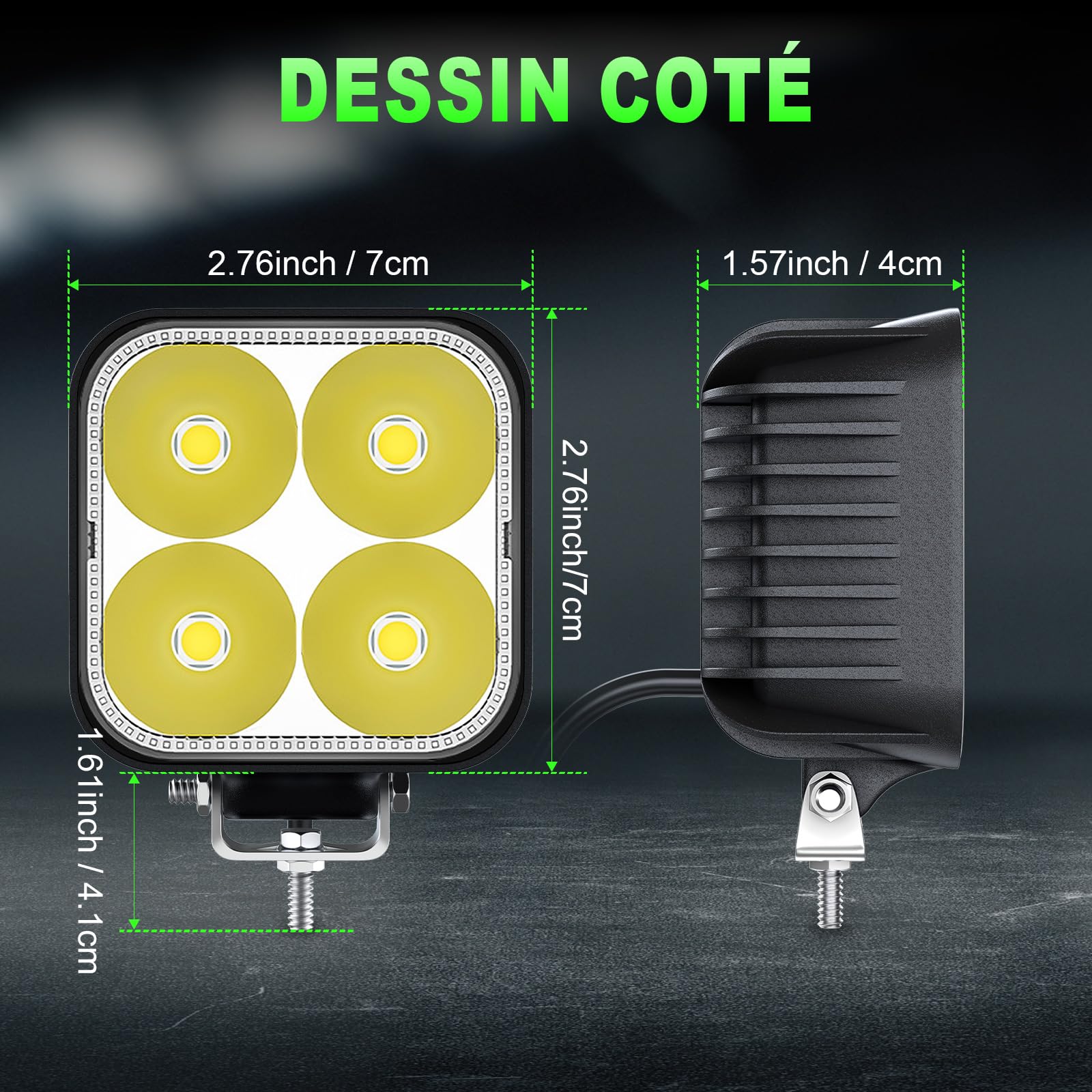 Faro da Lavoro LED 10Pcs 12V 24V 68W Mini fari led 6000K 3500LM impermeabile IP68 -Due modelli Sempre acceso e lampeggiante per escavatori,trattori,trattori, ATV, camion, offroad