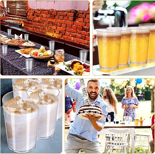 Miniatura 9 de Paquete de 48 vasos de plástico transparente de grado de restaurante de 8 onzas resistentes a la rotura son reutilizables apilables e inastillables