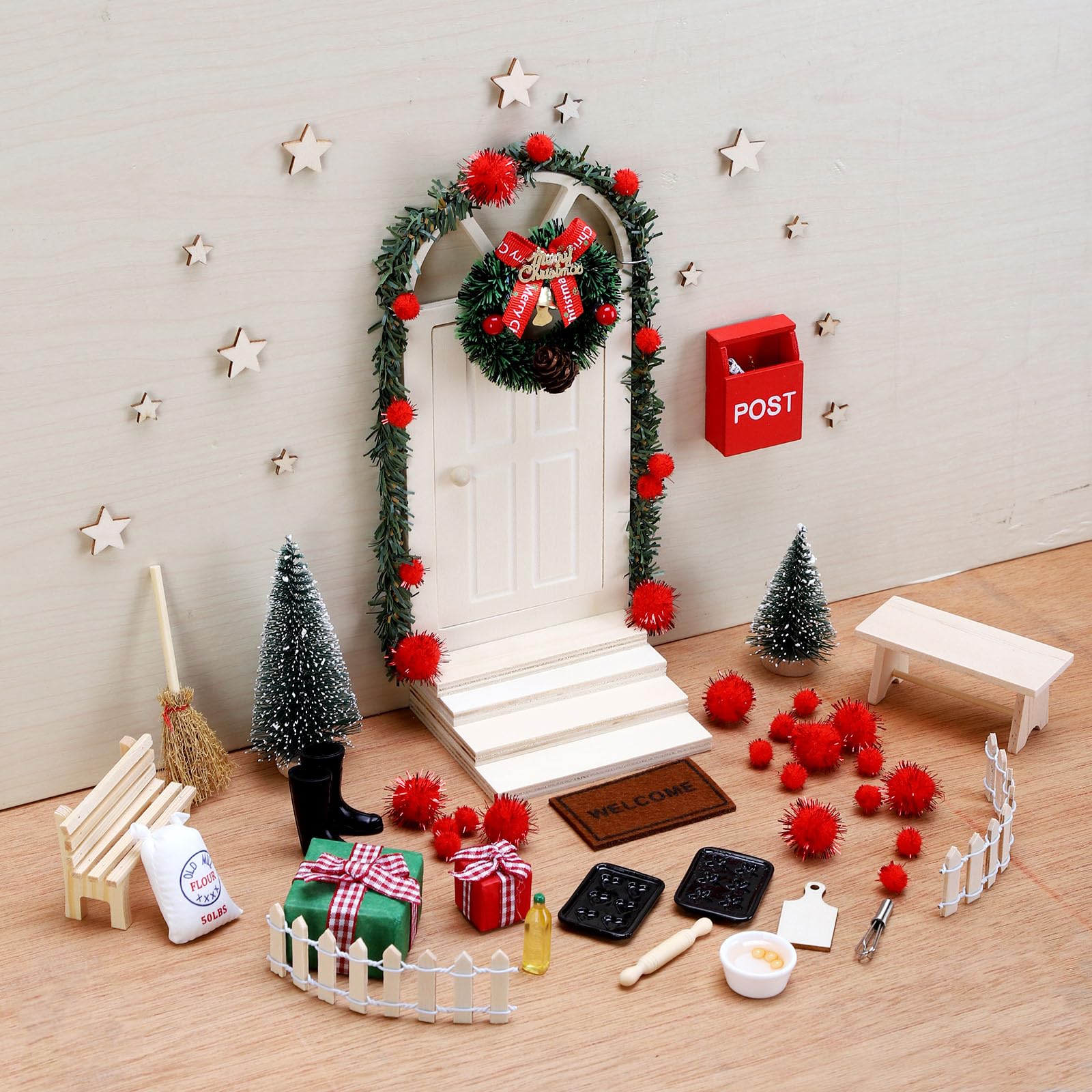 Porta Elfo Di Natale 58 Pezzi, Kit Fai Da Te Con Accessori In Legno, Casetta Gnomo Magica Per Bambini, Addobbi 2025
