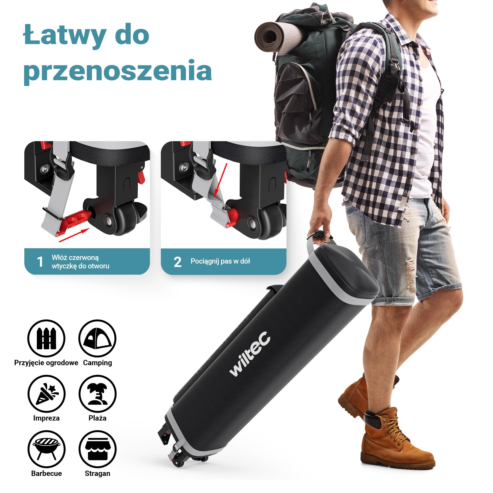 Wiltec Pop-up Pawilon składany na kołach pawilon ogrodowy szary 3x3m One push namiot imprezowy