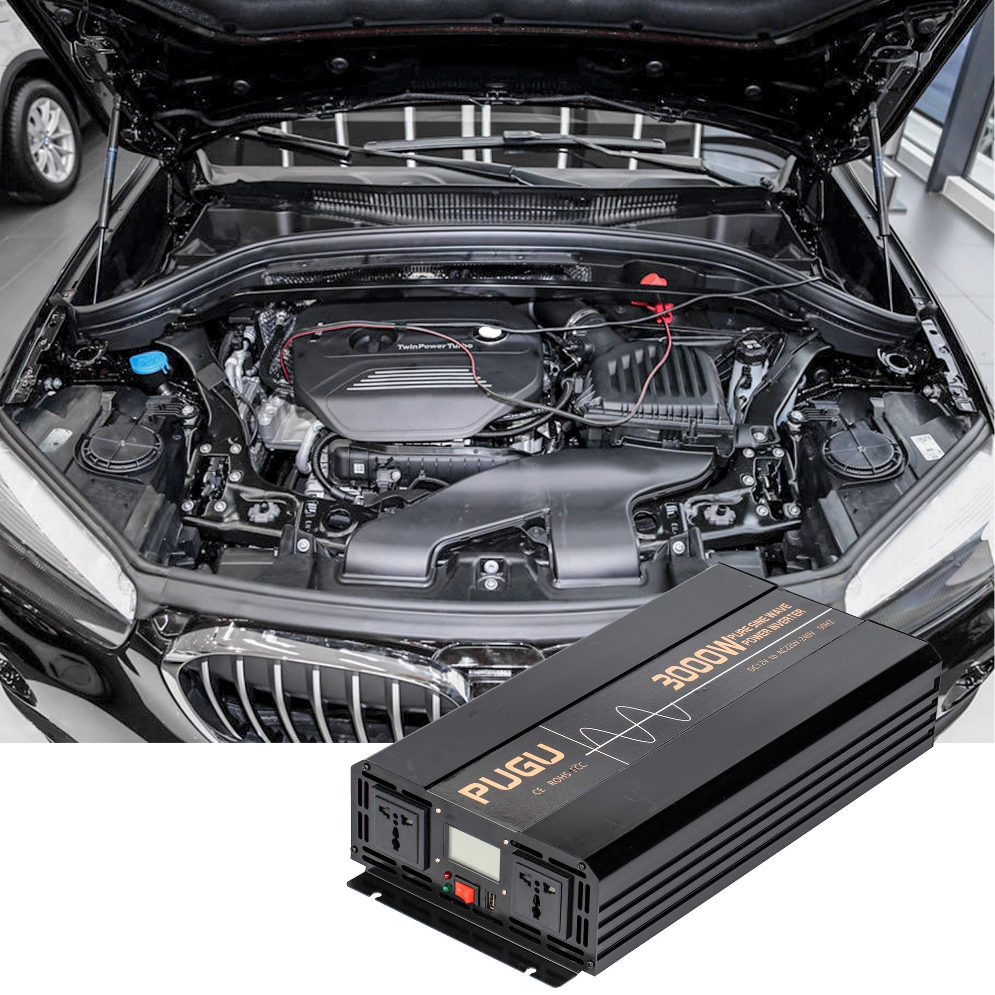 Reiner Sinus-Wechselrichter, 3000 W DC, 12 V / 24 V Bis AC 110 V / 220 V, RV-Batteriewandler, Mit LCD-Display, USB-Anschluss, USB-Anschluss, Wechselrichter des Sonnensystems,Dc 12v
