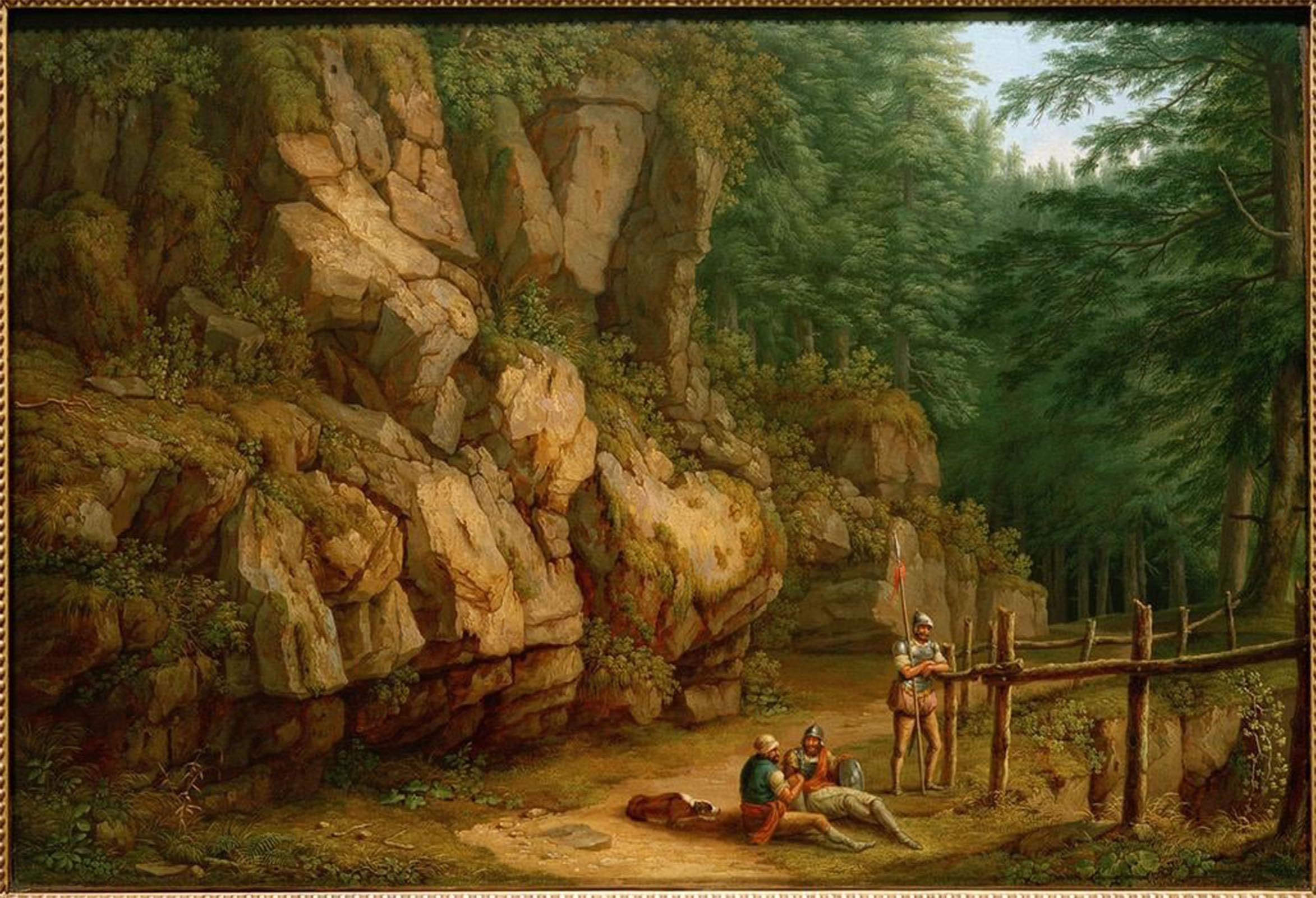 POSTERIIk Vintage Classic Picture Landscape Artwork Hackert rock landscape by Hackert Portrait Canvas Painting for Office Home Decor 60x90cm