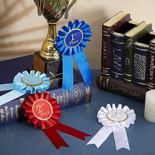 Miniatura 4 de Lewtemi Juego de rosetas de cinta de premio 1er, 2do y tercer lugar, medalla de premio de mención honorífica (4 piezas)