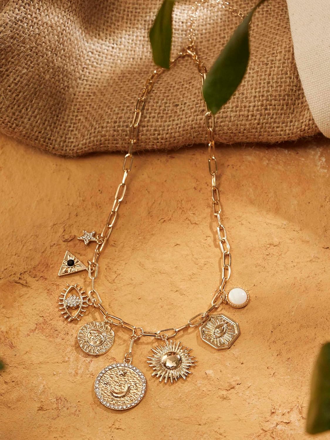 MINACHI Multi Charm Chain Necklace, Shell Evil Eye Charms, Retro Ethnic Style Jewelry for Women - Image 7