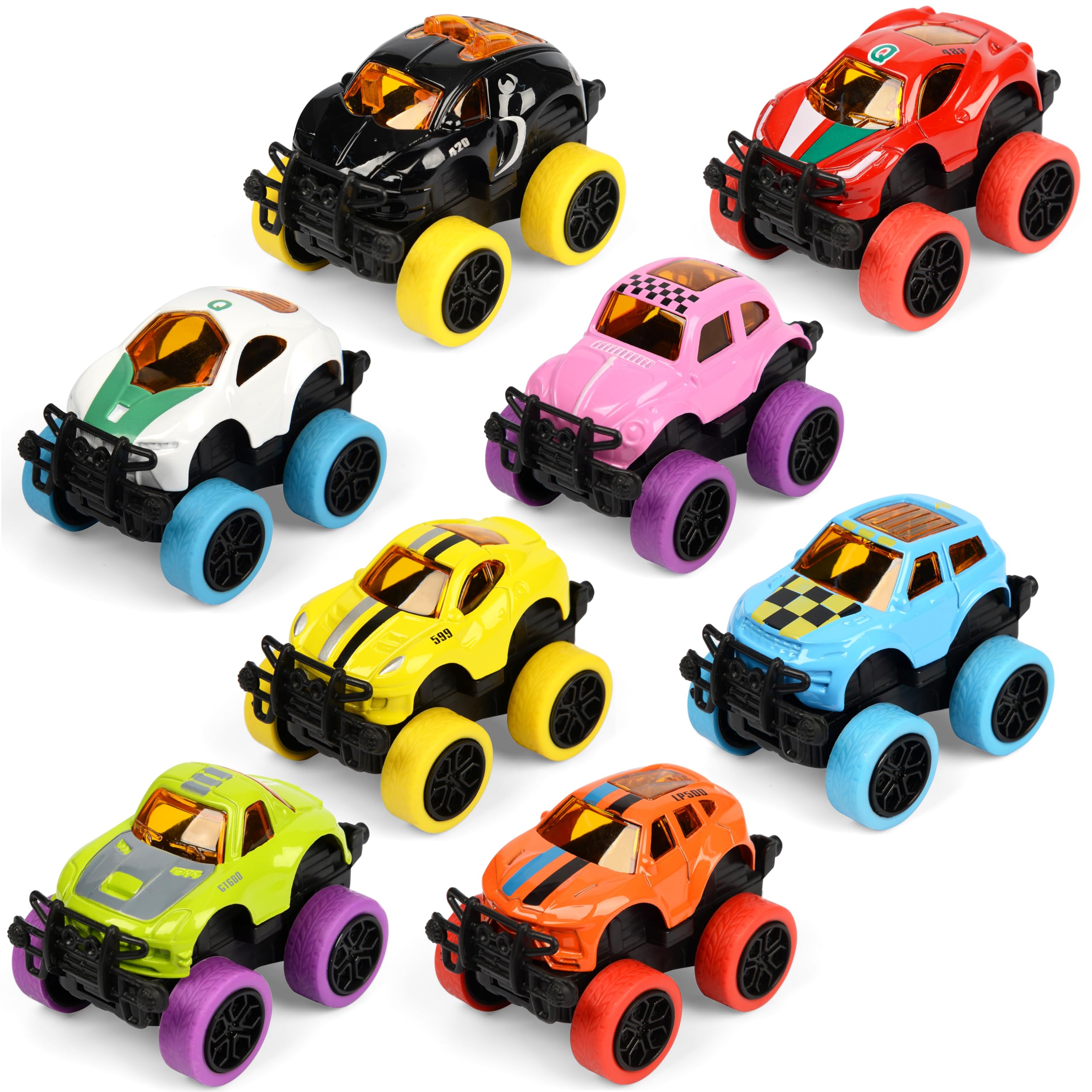 Neureyte 8 Pack Mini Monster Truck for Boys and Girls,Die-Cast Monster Trucks for Kids Party Favors,Pull Back Monster Trucks Toy Vehicles Set for Cake