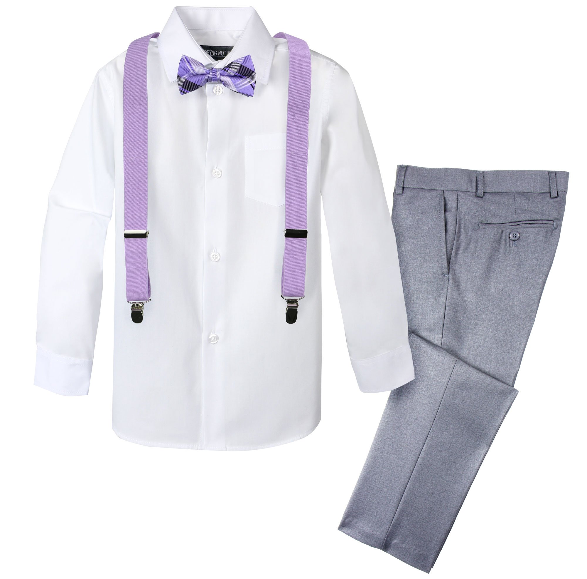 Spring Notion Boys' 4-Piece Patterned Dress up Pants Set