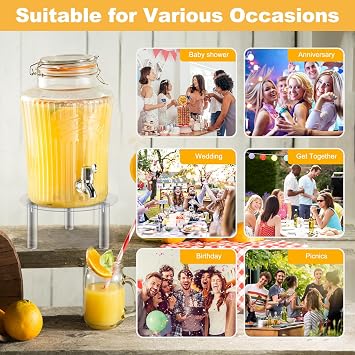 Drink Dispenser Stand 2pcs Acrylic Water and Beverage Dispenser Stand Only | for 2 Gallon Glass Jar, Ideal for Home, Parties, and Catering Events