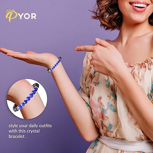 Miniatura 2 de PYOR Pulsera de cuentas de cristal, piedras preciosas naturales, cristales curativos de chakras, pulseras de encanto de riqueza y prosperidad,