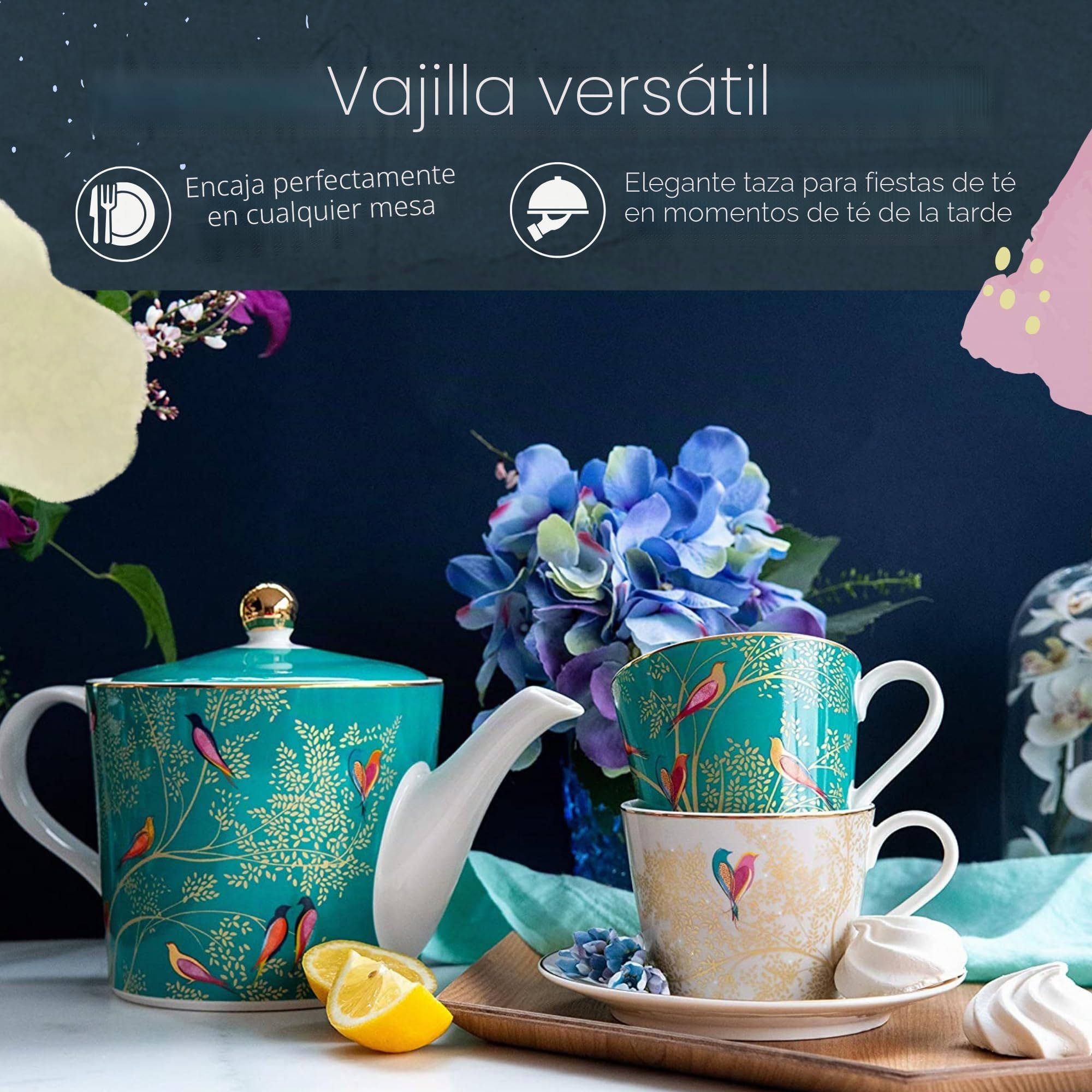 Sara Miller para Portmeirion Chelsea Taza y platillo, cerámica, Verde, 230 x 185 x 95 cm