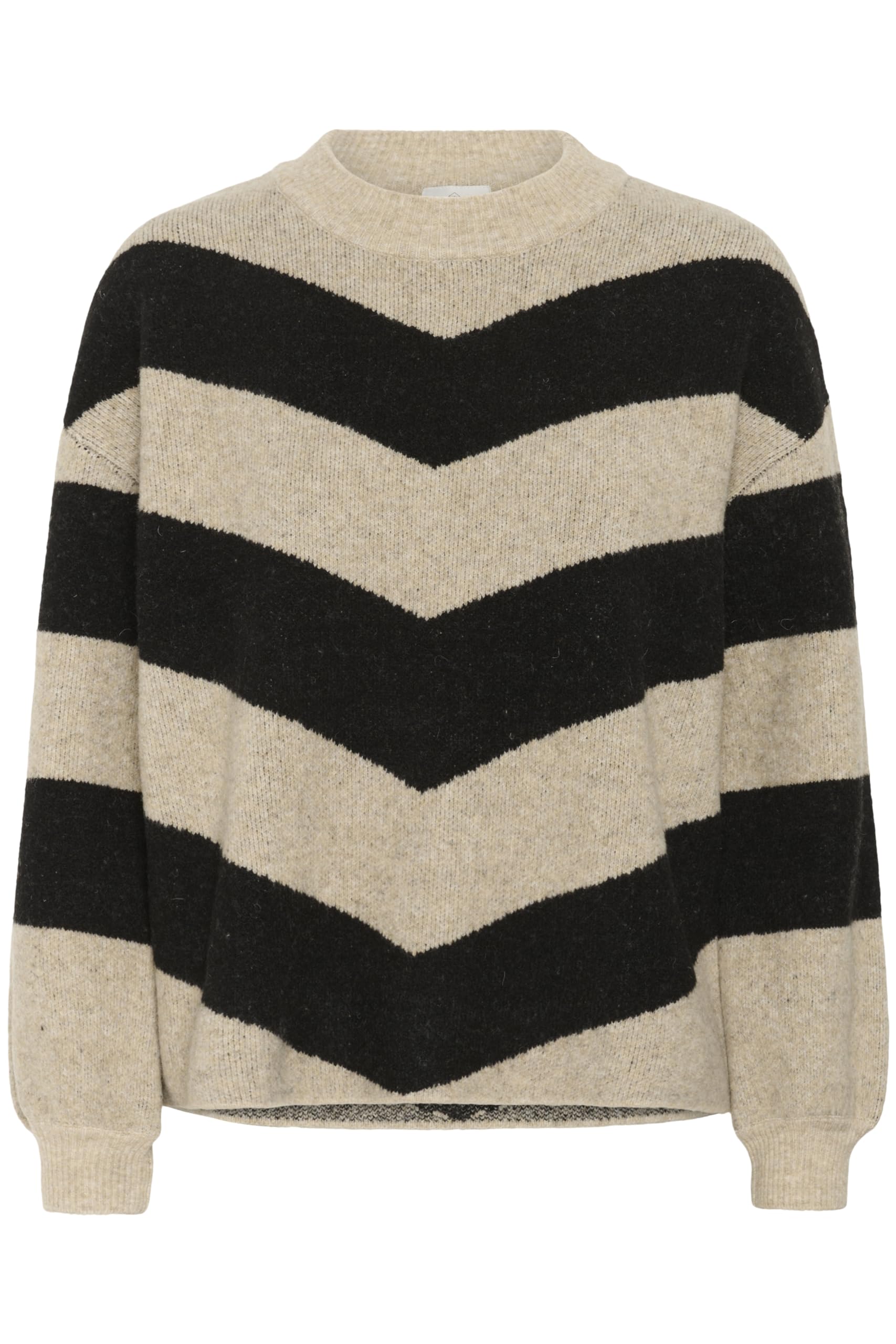 KAFFE Women's Pullover Crew Neck Graphic Print Casual Fit Long Sleeves Knit Donna