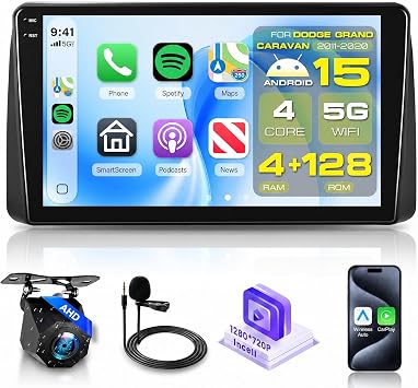 4G+128G for Dodge Grand Caravan Car Radio 2011-2020 Chrysler Town & Country 2011-2016,Sellrich 9" in-Cell Touch Screen Car Stereo with WiFi DSP Wireless Carplay Android Auto BT 5.0 SWC Backup Camera