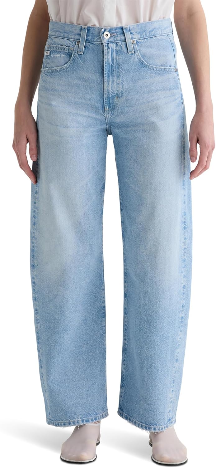 AG Jeans Womens Hattie High-Rise Barrel in Allusion Destructed Allusion Destructed 29 28