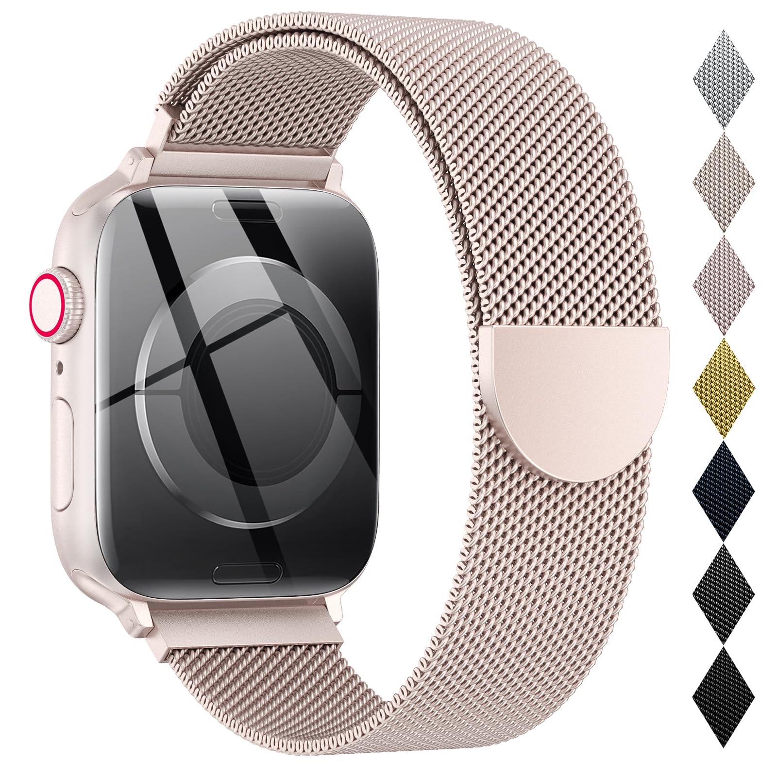 Original Milanese Loop Compatible with Apple Watch Straps 38mm 40mm 41mm 42mm 44mm 45mm 46mm 49mm Women & Men, Magnetic Clasp Adjustable Metal Bands for iWatch Series 11 10 9 8 7 6 5 4 2,Ultra 3,SE 3 — view 15