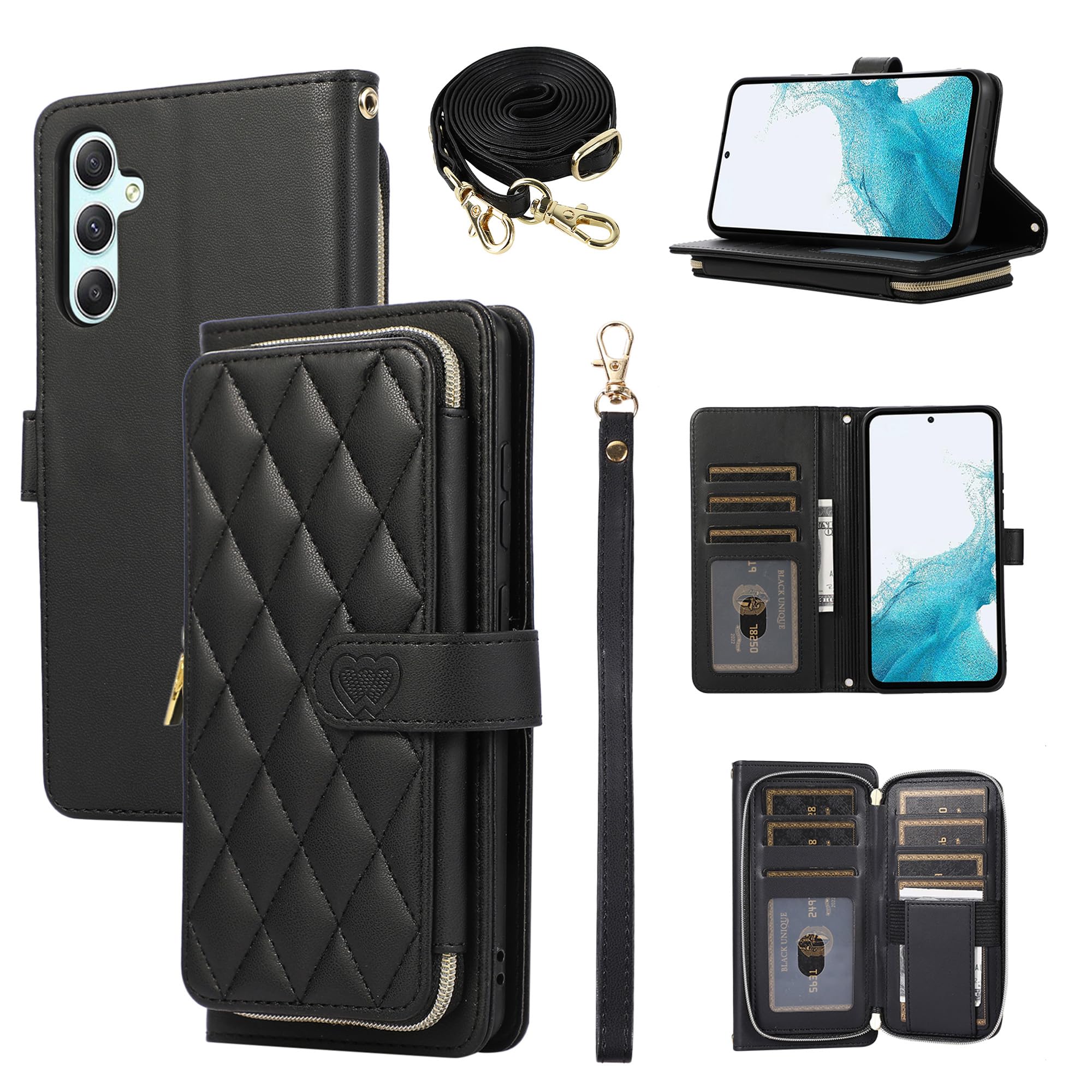 for Samsung Galaxy S23 Plus Case Wallet, 6-Card Holder, Black