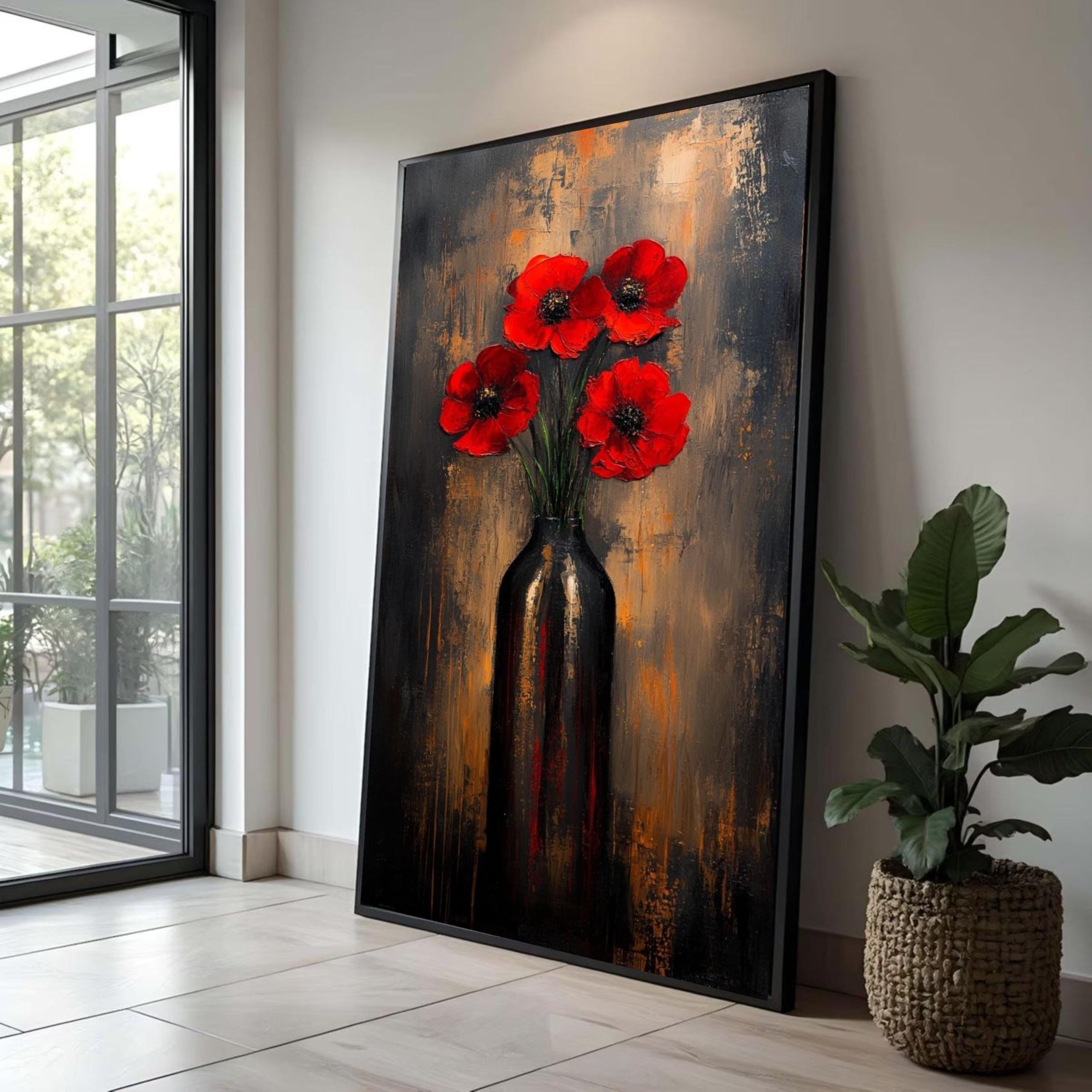 Affiches et impressions de fleurs rouges en tableau mural de 43x86 cm - 8