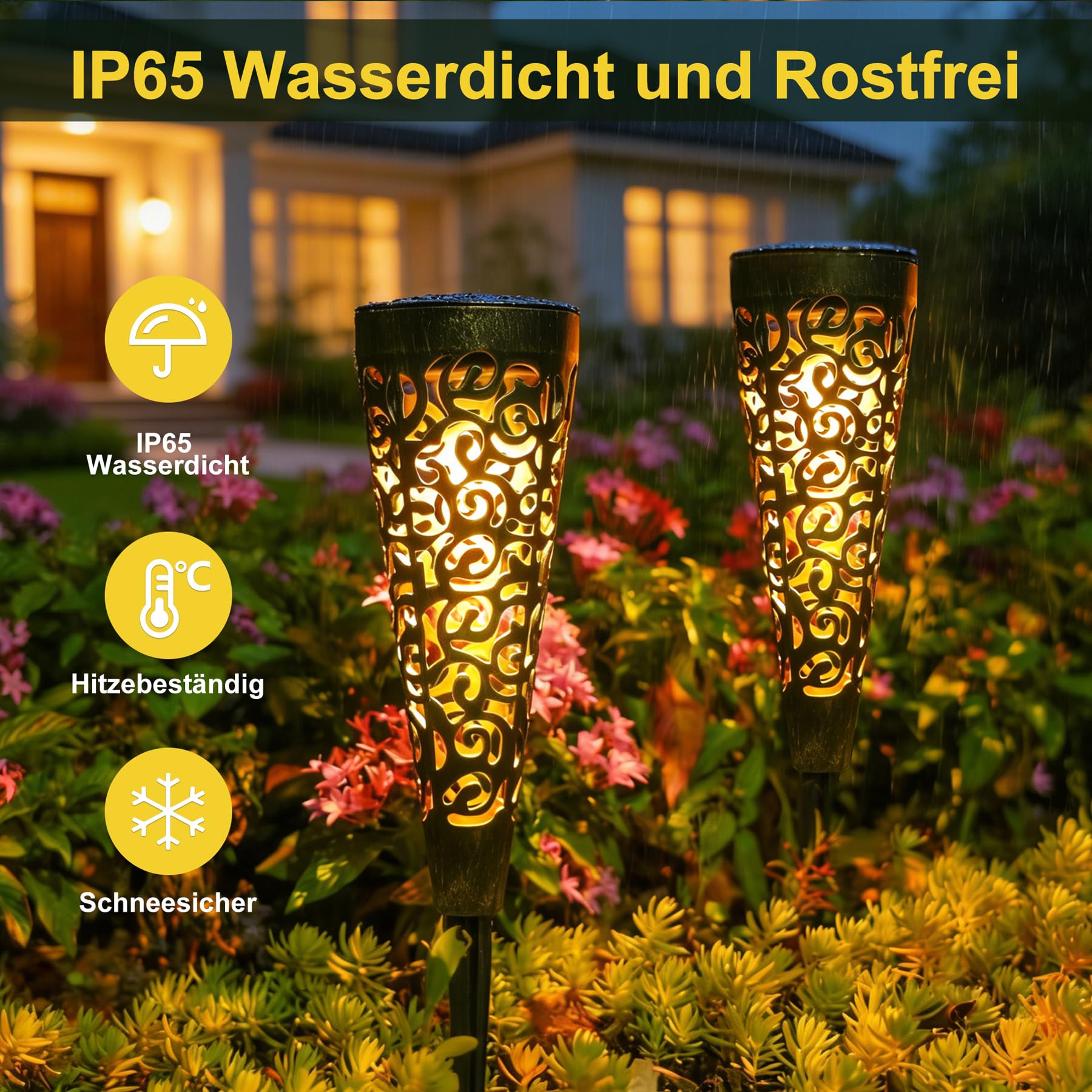 Bonsery Solarlampen für Außen Gartenstecker 6 Stück，IP65 Wetterfest Solarleuchten für Außen Vintage, 15LM Warmweiß LED Gartenbeleuchtung Solar Wegeleuchten Outdoor Gartendeko für Draußen Weg Terrasse