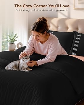 Utopia Bedding Double Duvet Cover Set (Black)