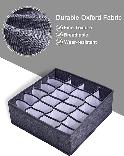 Miniatura 3 de ULG Paquete de 2 organizadores de cajones de calcetines, tela Oxford lavable a máquina, organizador de armario de tela de 48 celdas y