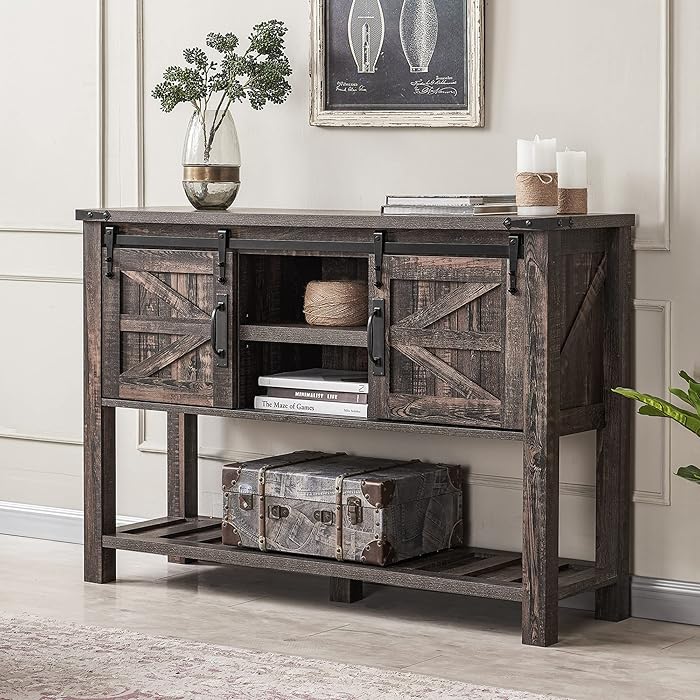 Buy OKD Farmhouse Console Entryway Table with Sliding Barn Doors