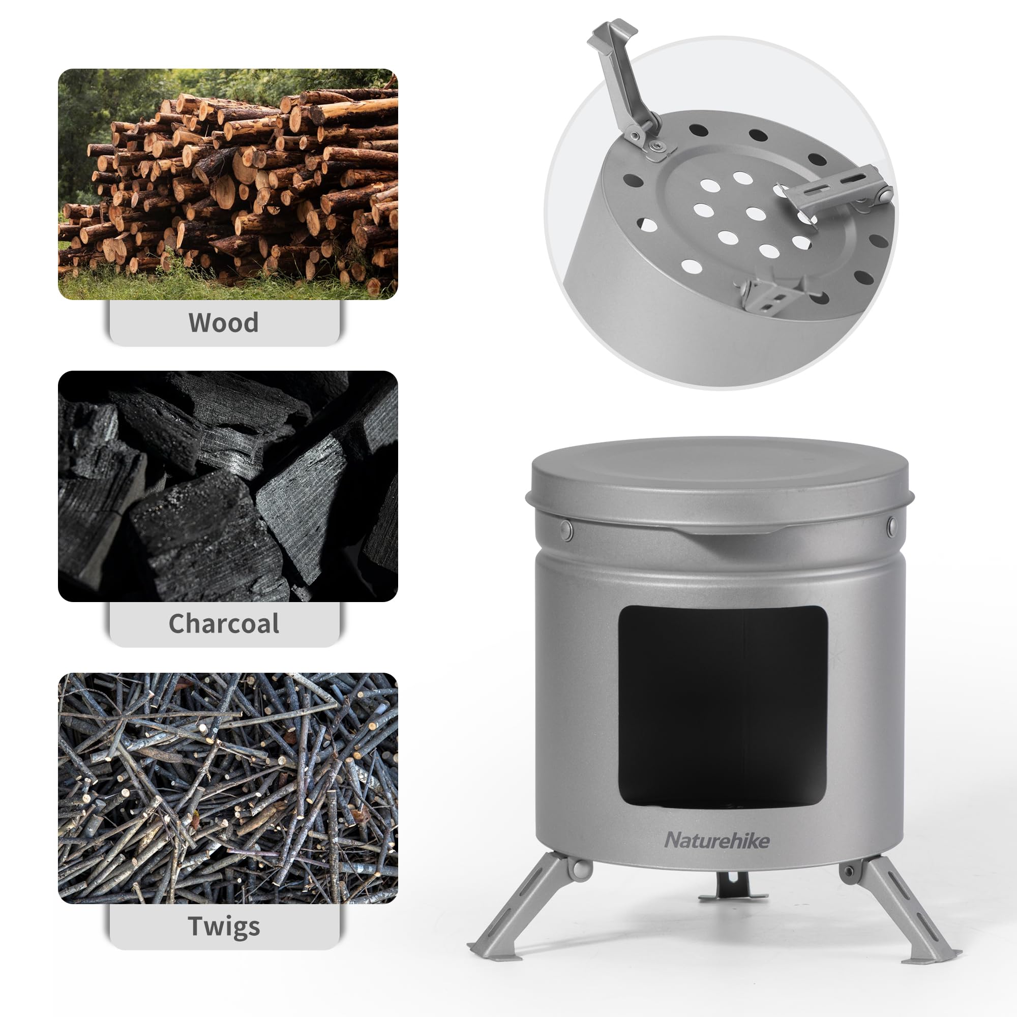 Naturehike Portable Titanium Stove, Lightweight Camping Stove for Outdoor Cooking Foldable Stand - Image 2