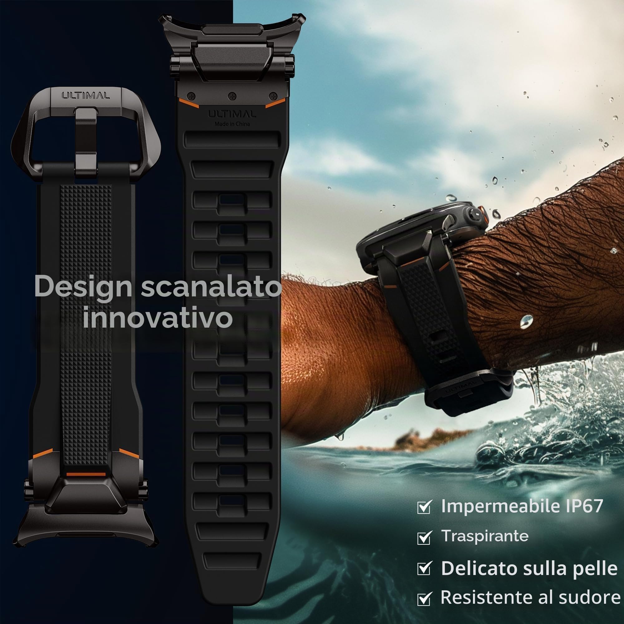 ULTIMAL Band Compatible with Samsung Galaxy Watch Ultra 47mm Strap, Sport Watch Stainless Steel Replacement Band for Galaxy Ultra Watch Rugged Premium TPU & Metal