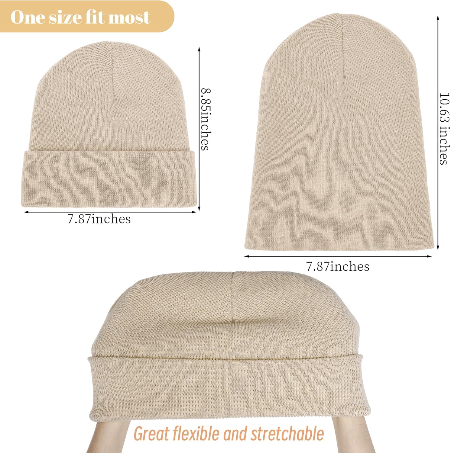 Beanie for Men Women, Slouchy Knitted Beanie Hats Winter Warm Hat Unisex Cuffed Plain Hat for Cold Weather - Image 2