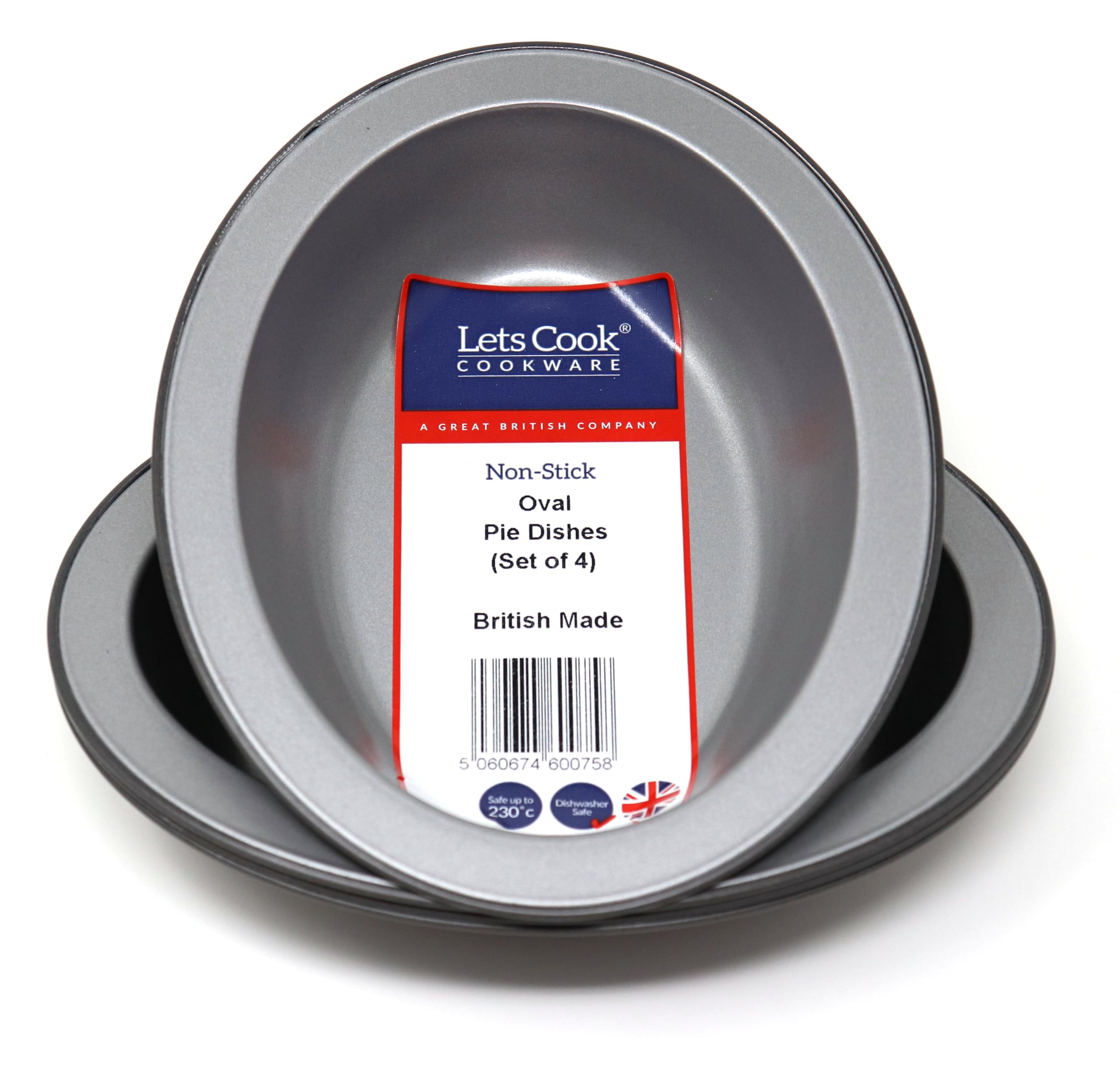 Oval Pie Dishes, Set of 4, Air Fryer Compatible, British Made with Double Coated PFOA & BPA Free Non Stick
