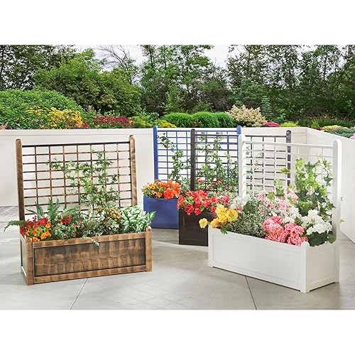 BrylaneHome Outdoor Freestanding Climbing Flower Plant Box with Trellis Planter