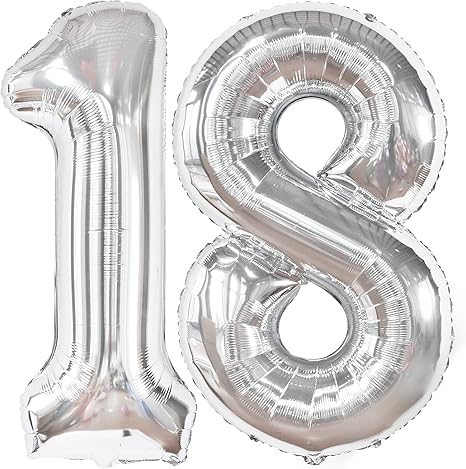 Amazon.com: KatchOn, Silver 18 Balloon Numbers - 40 Inch, 18th Birthday