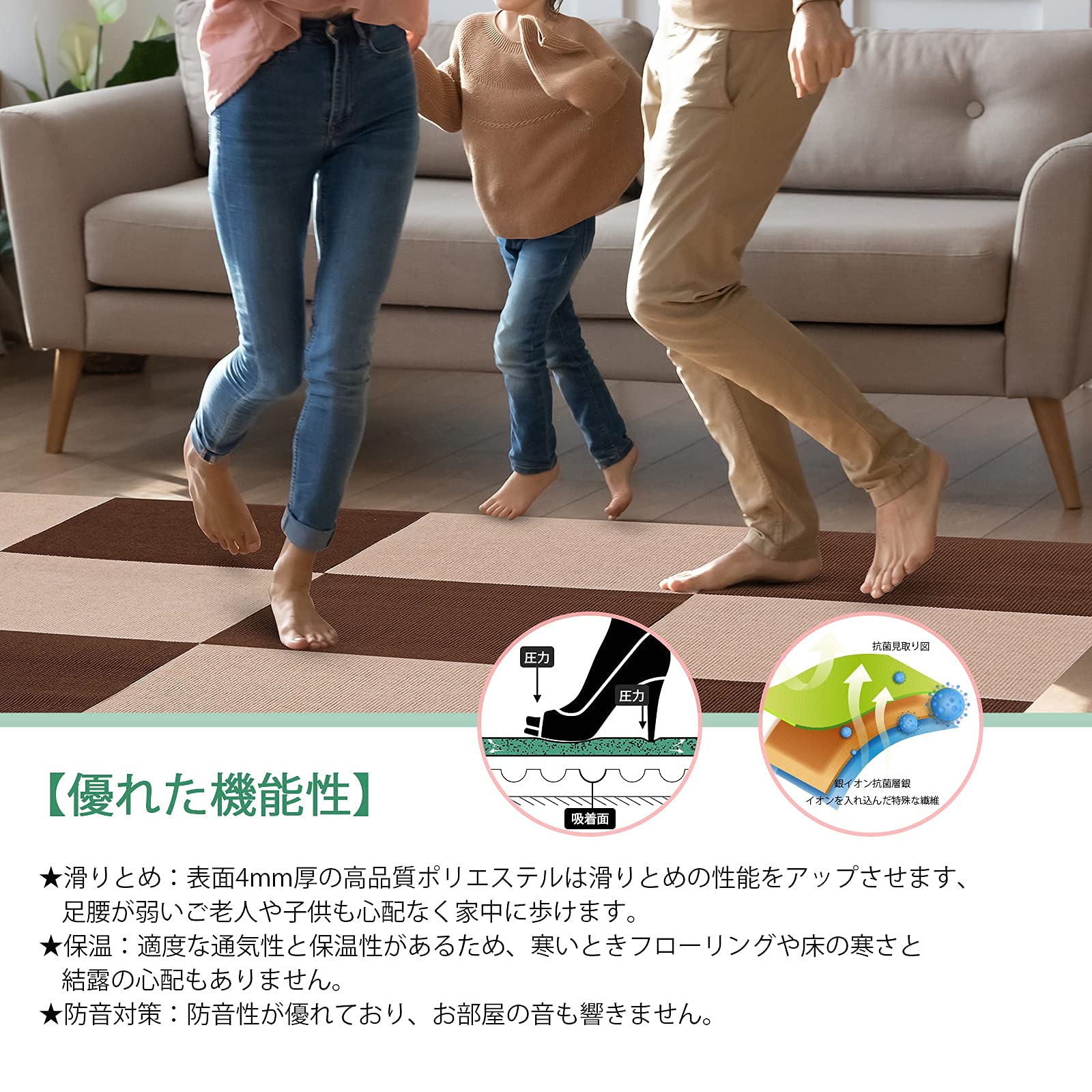 Amazon.co.jp: SHIEN タイルカーペット ジョイントマット 吸着マット
