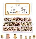 VIGRUE Outil à rivets de 16'' Nusterts, kits d'outils à main avec 15PCS de mandrins métriques et en pouces et 300PCS d'assortiment de rivets métriques et SAE de M3 à M12, 6-32 à 1/2-13 et étui de transport robuste