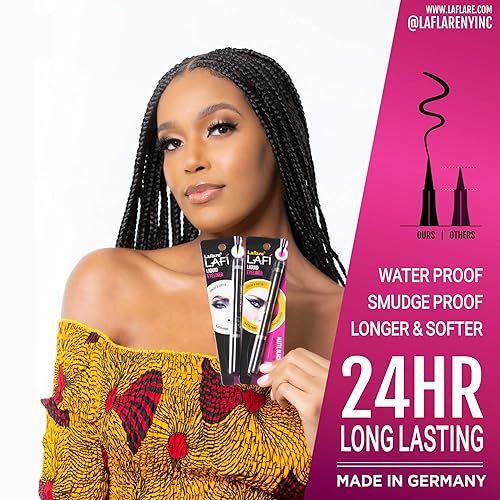Miniatura 4 de Laflare LAFI Delineador de ojos líquido, punta de fieltro súper larga, maquillaje de larga duración, impermeable y a prueba de manchas, delineador